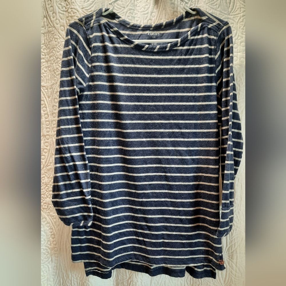 Hatley Shirt Womans Large Navy White Striped Classic Comfort Loungewear